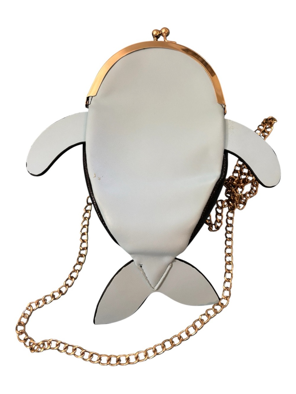 Whale-Shaped Black Key & Card Holder with Gold Chain - Picture 6 of 6
